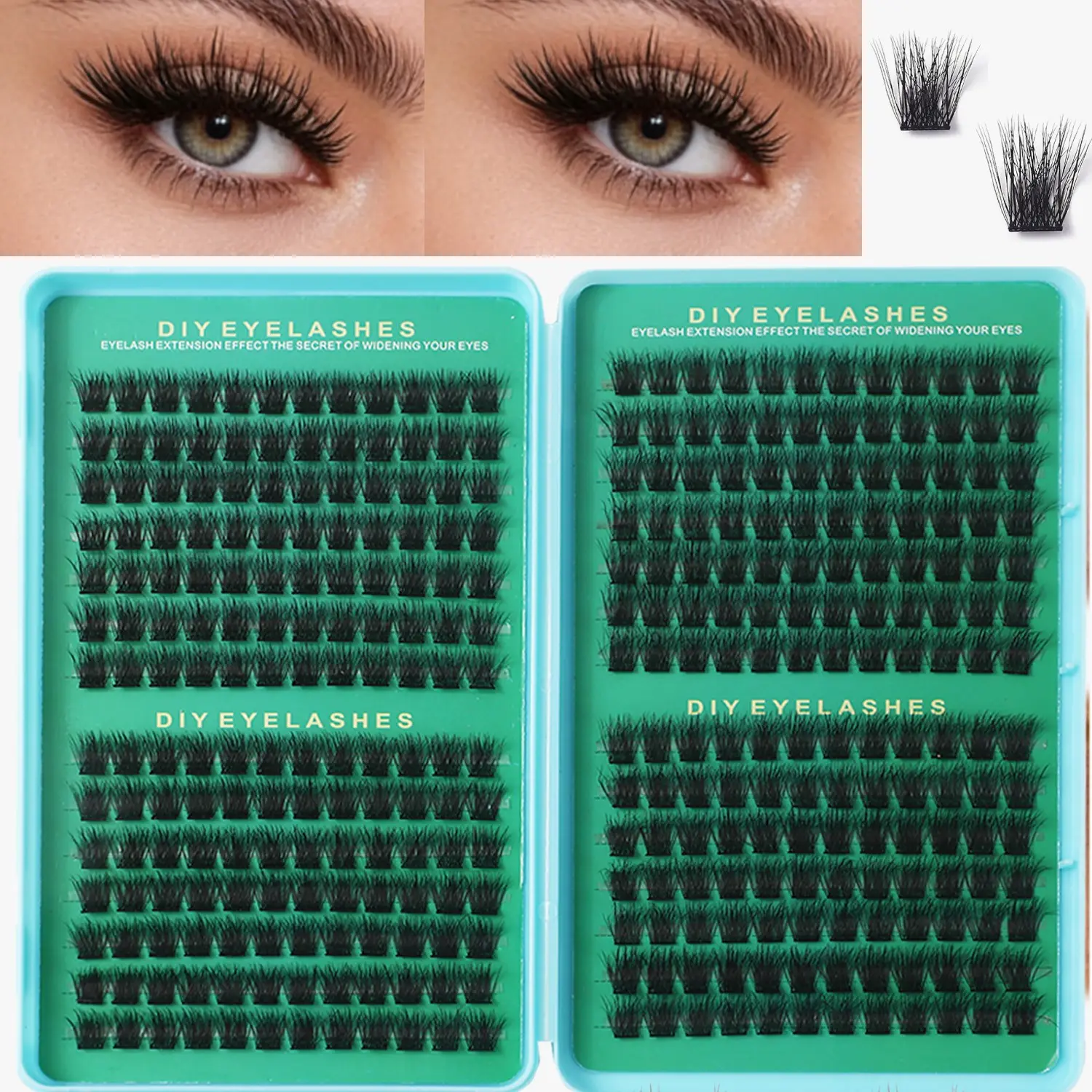 288pcs SHST  W02 Bunny Cluster Lashes, D Curl Fluffy Individual Lashes, Bunny Lash Clusters, Eyelash Extension, Lengthen Eye Tail, Lightweight Comfort, Reusable Portable, Perfect Gift