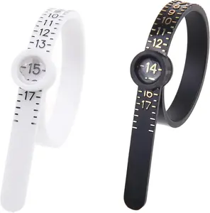 2X Ring Sizer Measuring Tool -  Size 1-17 - Measure Finger Size Accurately -  Clear Print with Magnifying Glass - , Ring - (Black/White)