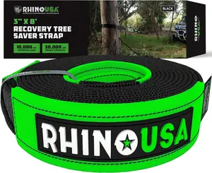Tree Saver Tow Strap (3" x 8') - 31,518lb Break Strength - Emergency Recovery Strap Winch Extension for Truck, UTV - Heavy Duty Towing Strap