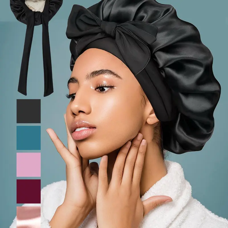 Women's Elegant Solid Color Sleeping Bonnet, Soft Comfy Elastic Fit Hair Bonnet, Versatile Wide Band Hair Bonnet for Daily Sleeping Use