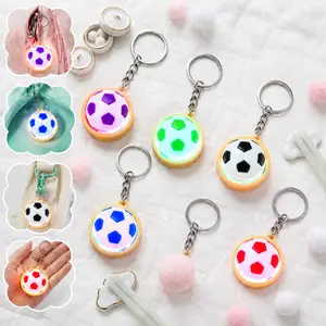 5PCS Light Up Soccer Ball Fidget Keychain With Sound, ASMR Clicker LED Glowing Bag Charm For Backpack, Game Day Fan Gear Pendant, Stress Relief Button Toy For Kids Boys, Team Party Favors Gift
