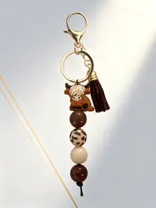 Cartoon Cow Beaded Keychain, Cute Animal Design, Durable Plastic Material, Perfect Gift for Kids & Adults, Stylish Accessory, Keychain Kawaii