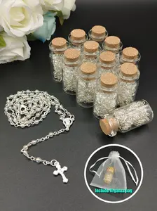 US LUOKASI 4/12pcs Baptism Favors Clear Beads Rosary in Wishing Bottle Perfect for DIY Baptism Favors Holy Communion Recuerdos De Bautizo Quinceanera Christening Primera Communion Gifts