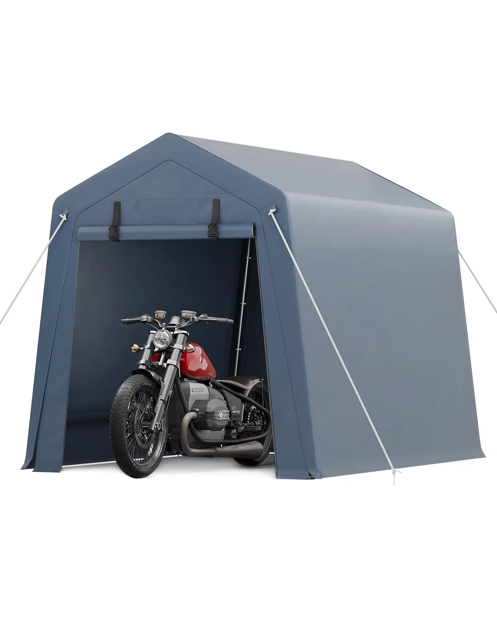 [GAOMON]6x6ft Waterproof Outdoor Storage Shed, Portable Carport with Roll-up Zipper Door & Windows for Motorcycle, Bike & Garden Tools