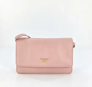 Pre-owned PRADA Leather Crossbody Bags Wallet on Strap Saffiano Small BF00135