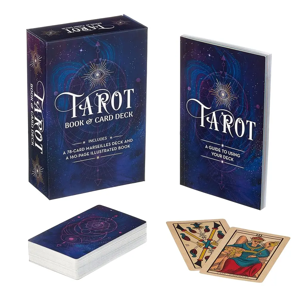 Sirius Oracle Tarot Card & Book Set - 78-Card Marseilles Deck, 160-Page Illustrated Guide with Universal Symbols, for Everyday Questions, Insight, Tarot Reading, Spiritual Practice, Card Collecting