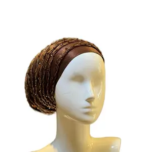 Twisted Beaded Luxury Turban - Green Color, Elegant Design, Perfect for Special Occasions