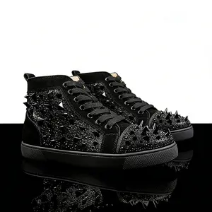High-end men's high-top rivet shoes, cool and trendy fashionable versatile casual shoes, suitable for daily wear