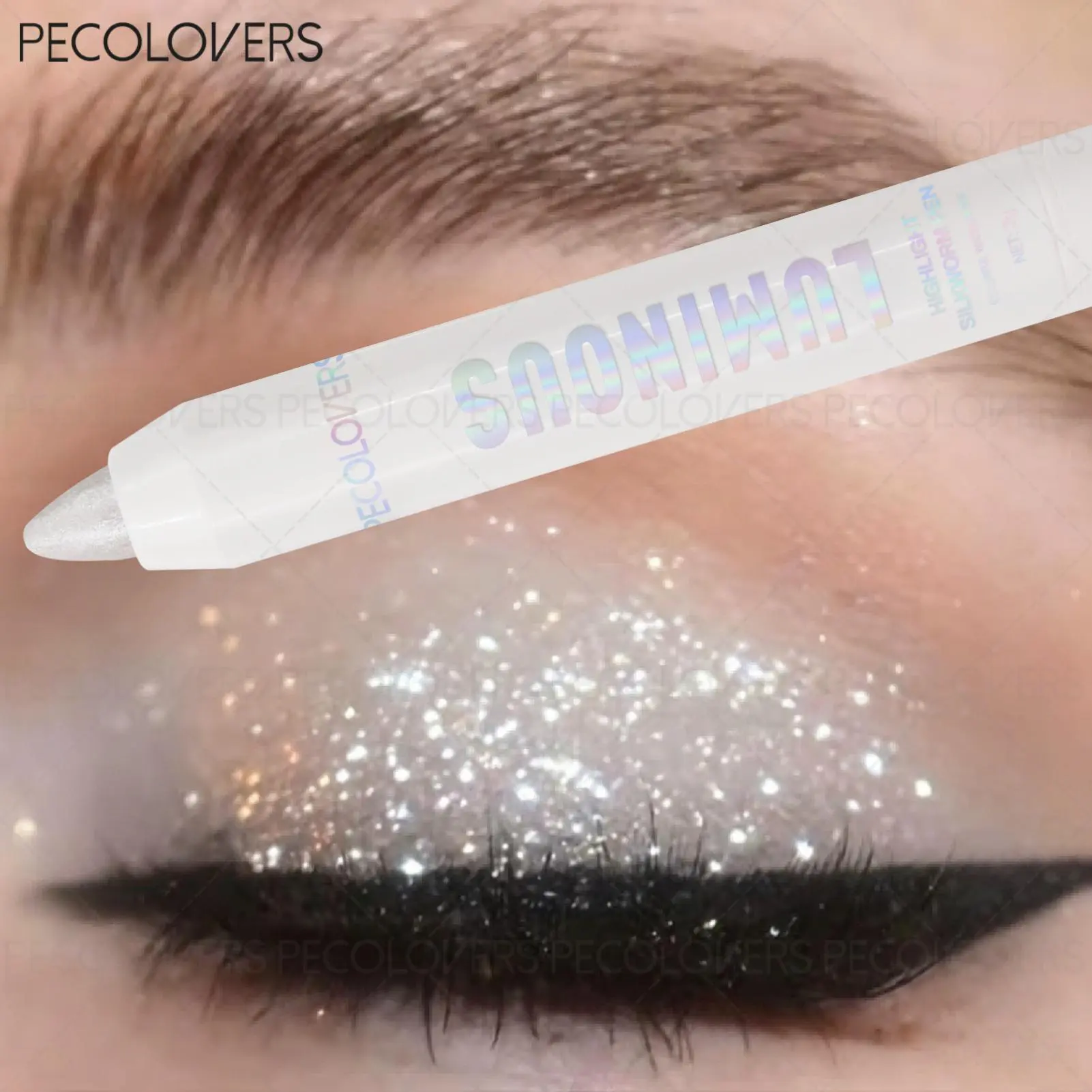 1PC Shimmer Highlighter Eyeshadow Stick- parkling Glitter Makeup Marker, White Face & Body Contouring Highlighter for eye, nose, Eyebrow Mapping - Ideal for Creating Stunning Eye Looks