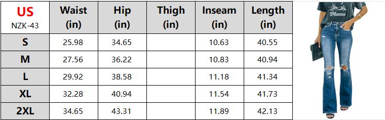 Women's Bell Bottom Jeans Flared Ripped High Waist Stretchy Distressed Denim Bootcut Jeans