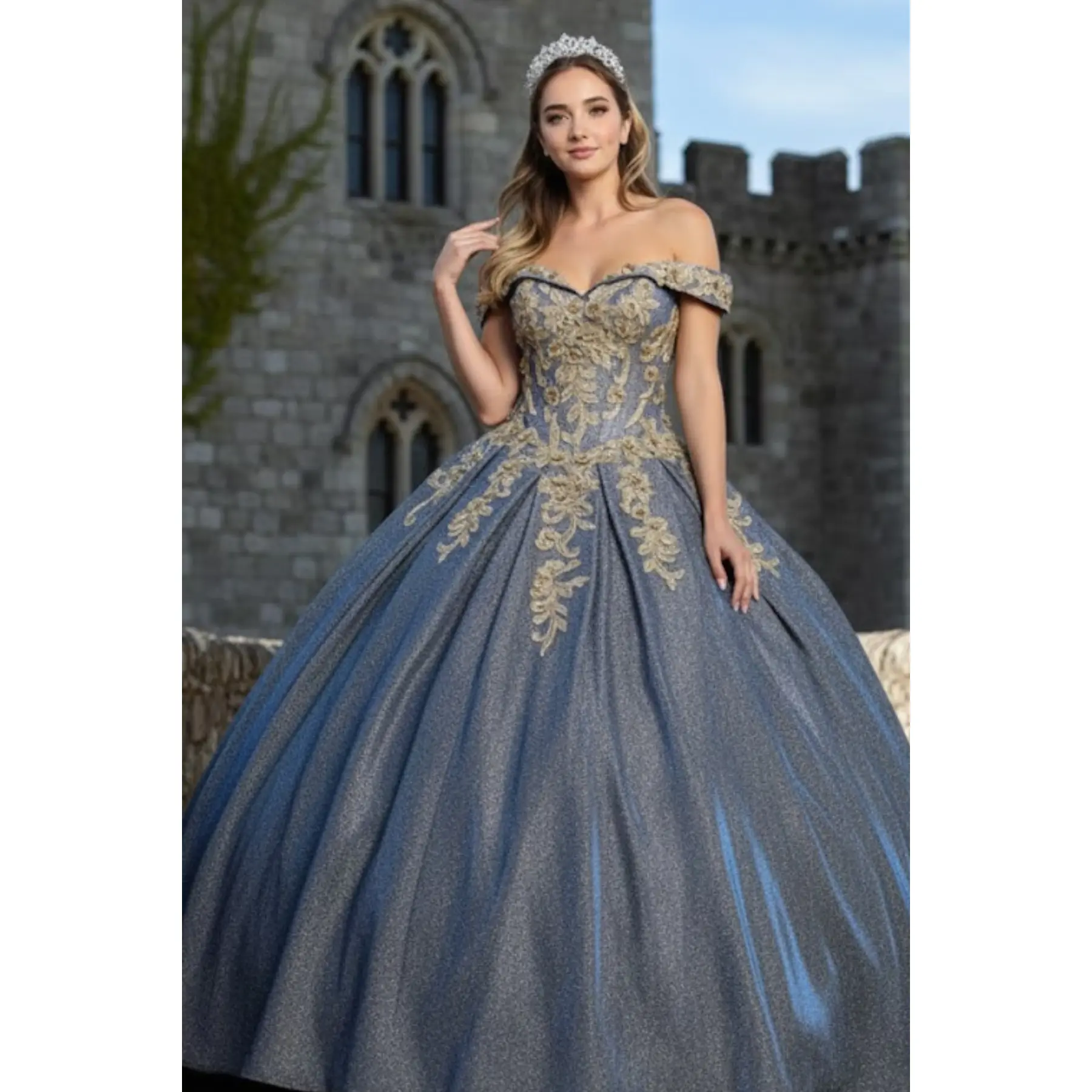 green emerald velvet dress Rachel Allan RQ3153 Long Ball Gown 3D Flower Glitter Quinceanera Dress –  The Dress Outlet main image 1