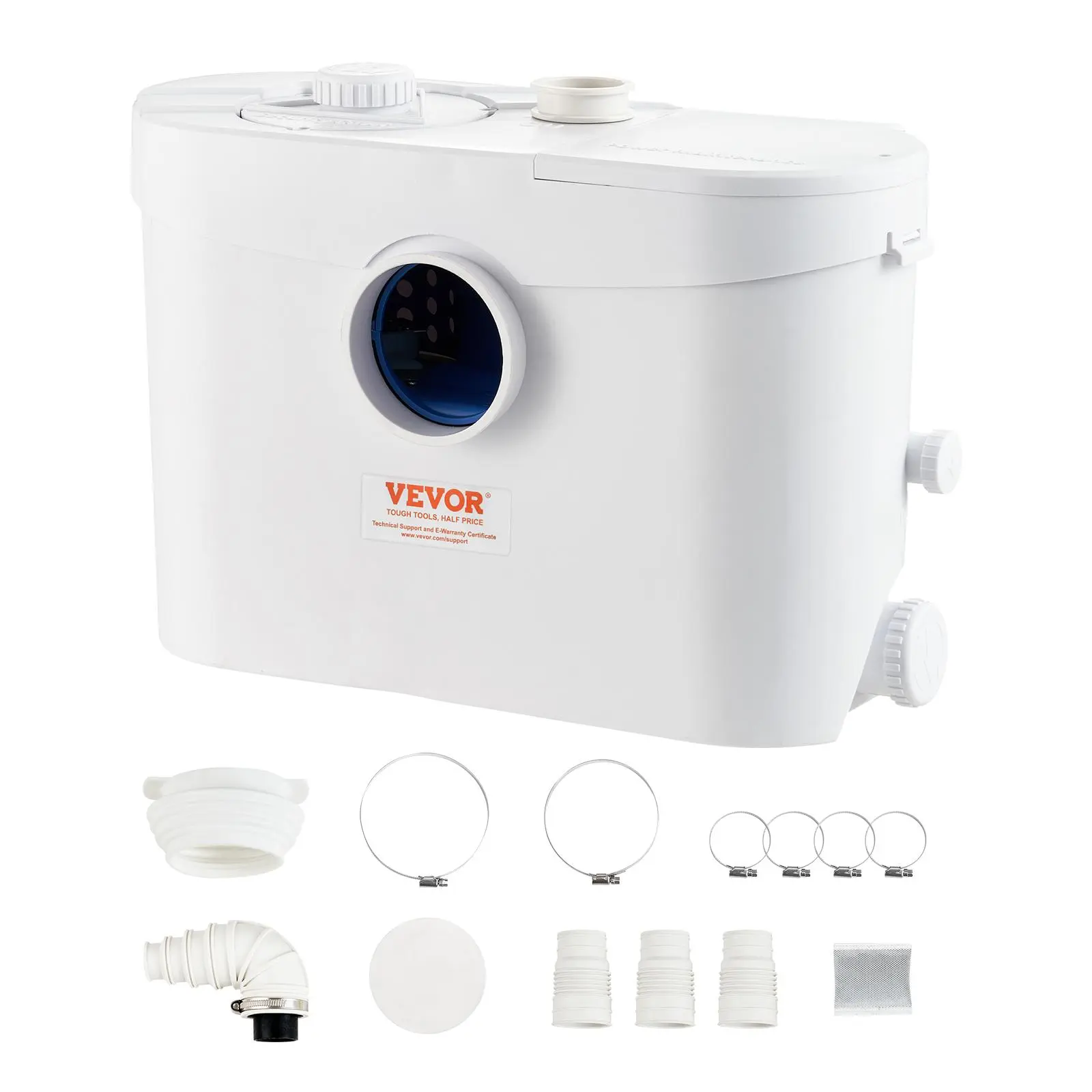 【summerfinds】VEVOR 700W Copper Motor Macerator Sewerage Sump Pump, 9600 L/h Flow, 32.8 ft/10 m Head, 3 Water Inlets, Upflush Machine for Toilet, Basement, Sewage System, Father's Day Gift