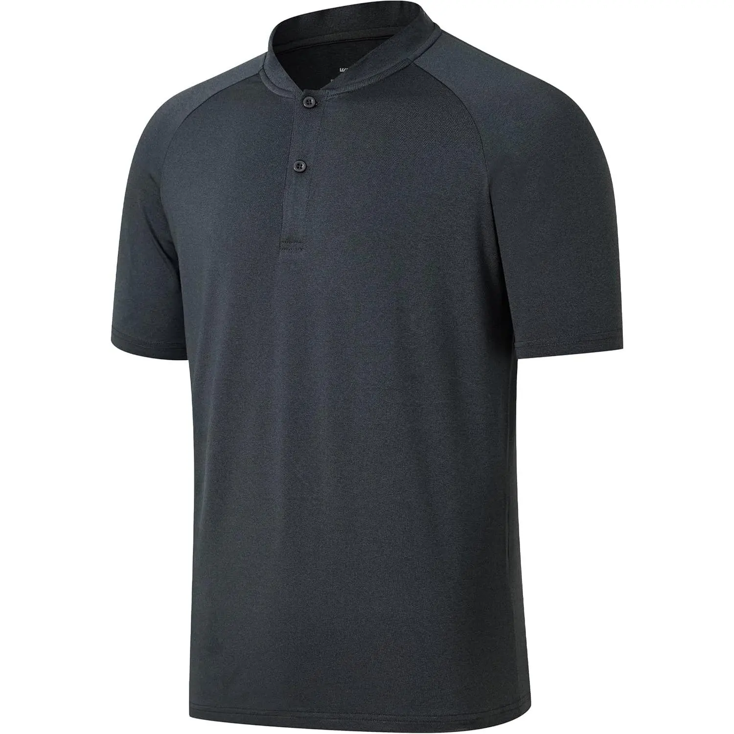Men's Short Sleeve Golf Shirt, Lightweight Collarless Henley with UPF 50+, Quick Dry Moisture-Wicking Breathable Fabric, Male, Raglan Seams, Smooth Neck