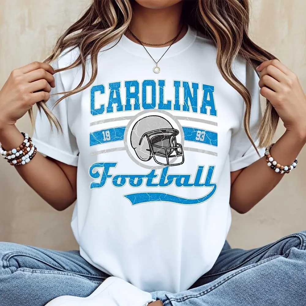 Carolina Football Helmet Vintage Print T-Shirt, Retro Sports Fan Apparel, Casual Wear Game Day Gift