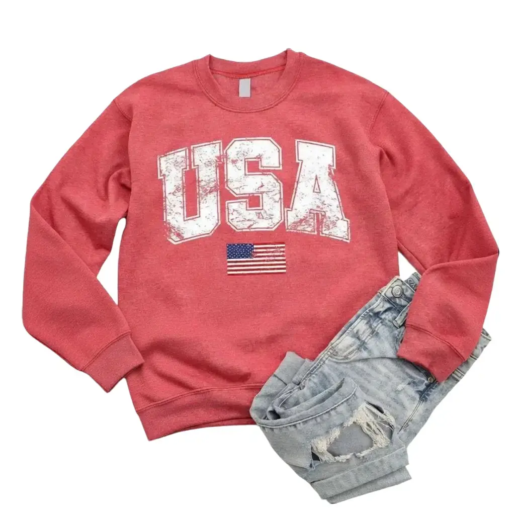 Retro USA Sweatshirt, Womens USA Crewneck Sweatshirt, USA Shirt, America Sweatshirt, 4th of July Sweatshirt, Patriotic Sweatshirt,back to school,back to school shopping