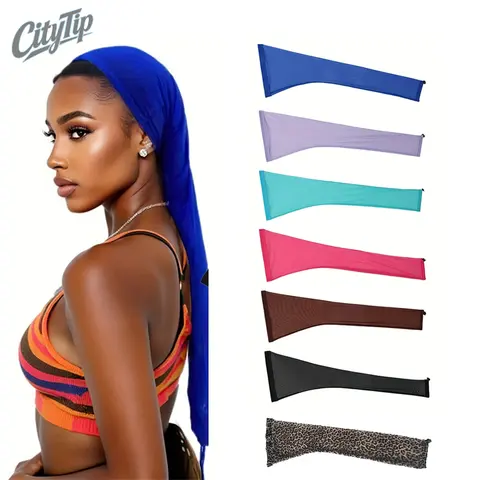 Women's 3PCS Stretchy Breathable Lightweight Fabric Hair Cover - Long-Sleeve Haircare Accessory for Braids & Twists - Reusable Black+Black+Black Daily Color Protection Tube, Sports & Outdoor Hat