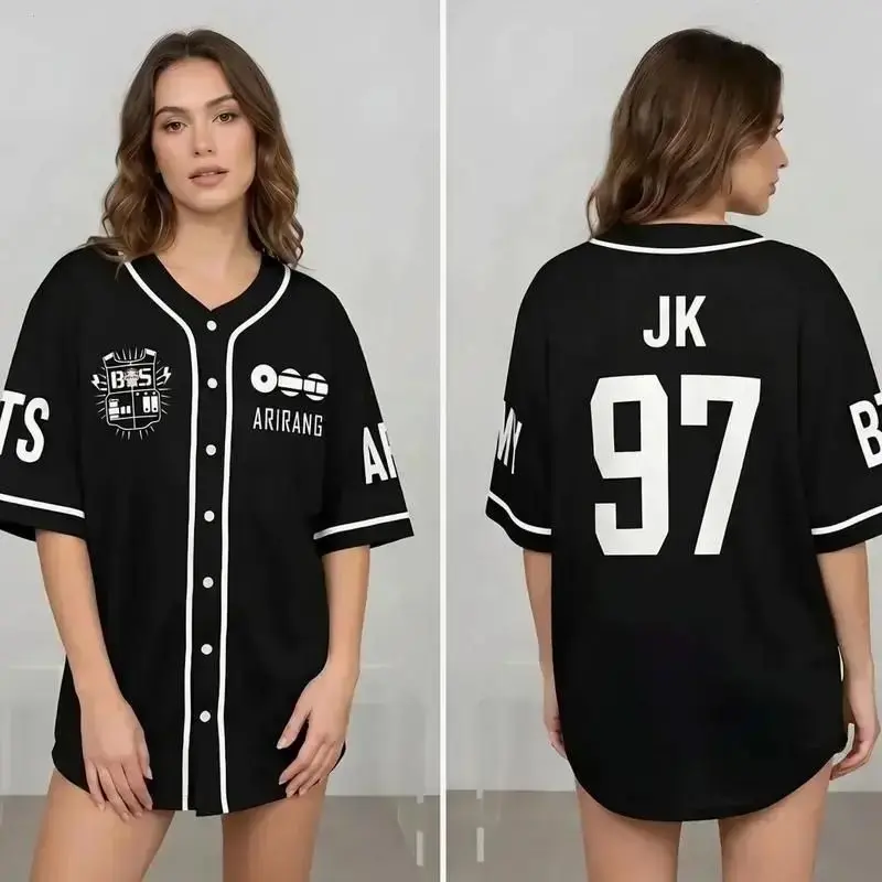 Vintage Bangtan Style Baseball Jersey - K-Pop Aesthetic Streetwear - Arirang World Tour Merch - Retro Oversized Mesh Jersey