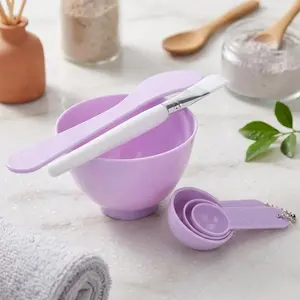 Silicone Mixing Bowl Set for Face Mask Powder & Liquid, 5-Piece Beauty Tools Kit with Brush, Spatula, Foldable Design, Non-Slip Grip, Easy Clean, Travel Friendly, Reusable Multi-Purpose Skincare Applicators