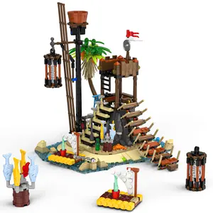 Pirate Watchtower Building Blocks, Coastal Outpost Playset for Teens & Adults