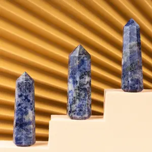 Natural Sodalite Obelisk Point Crystal Tower 2.5-3", Healing Crystals and Stones, Meditation Accessories, Reiki, Spiritual Gifts & Decor