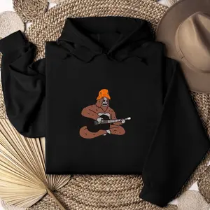 Guitar Sassy the Sasquach Graphic Hoodie Casual Street Style Fleece Fabric Pullover Hooded Sweatshirt Tops Trendy for Women Men