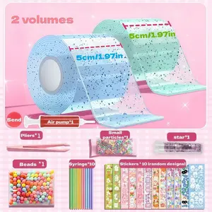 DIY Flash Powder Nanocellulose Tape Set, Includes Air Pump, Straw, Tweezers, Stickers, 3m Double-Sided Adhesive Plastic Tape, Party Gift, Fun Craft