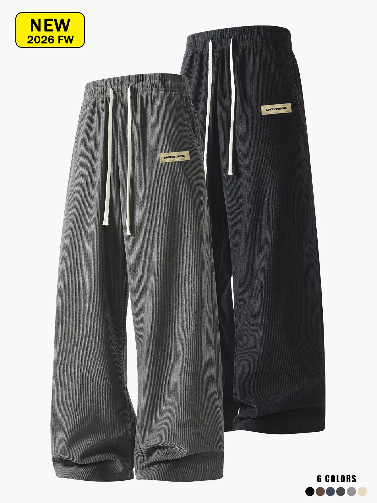 Men’s corduroy casual pants for spring and autumn, loose straight fit, breathable, skin-friendly, comfortable
