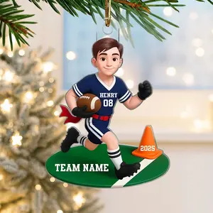 Personalized Football Player Acrylic Ornament, Custom Kids Football Acrylic Ornament, Personalized Team Name Sports Ornament