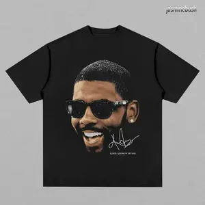 Y2K Kyrie Basketball Graphic Tee Black Cotton T-Shirt Streetwear Essential