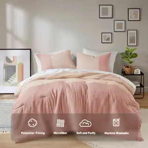 Regency Heights Color Block Comforter Set , 1 Comforter & 2 Matching Shams, Oeko-Tex Certified, Machine Washable, Miro