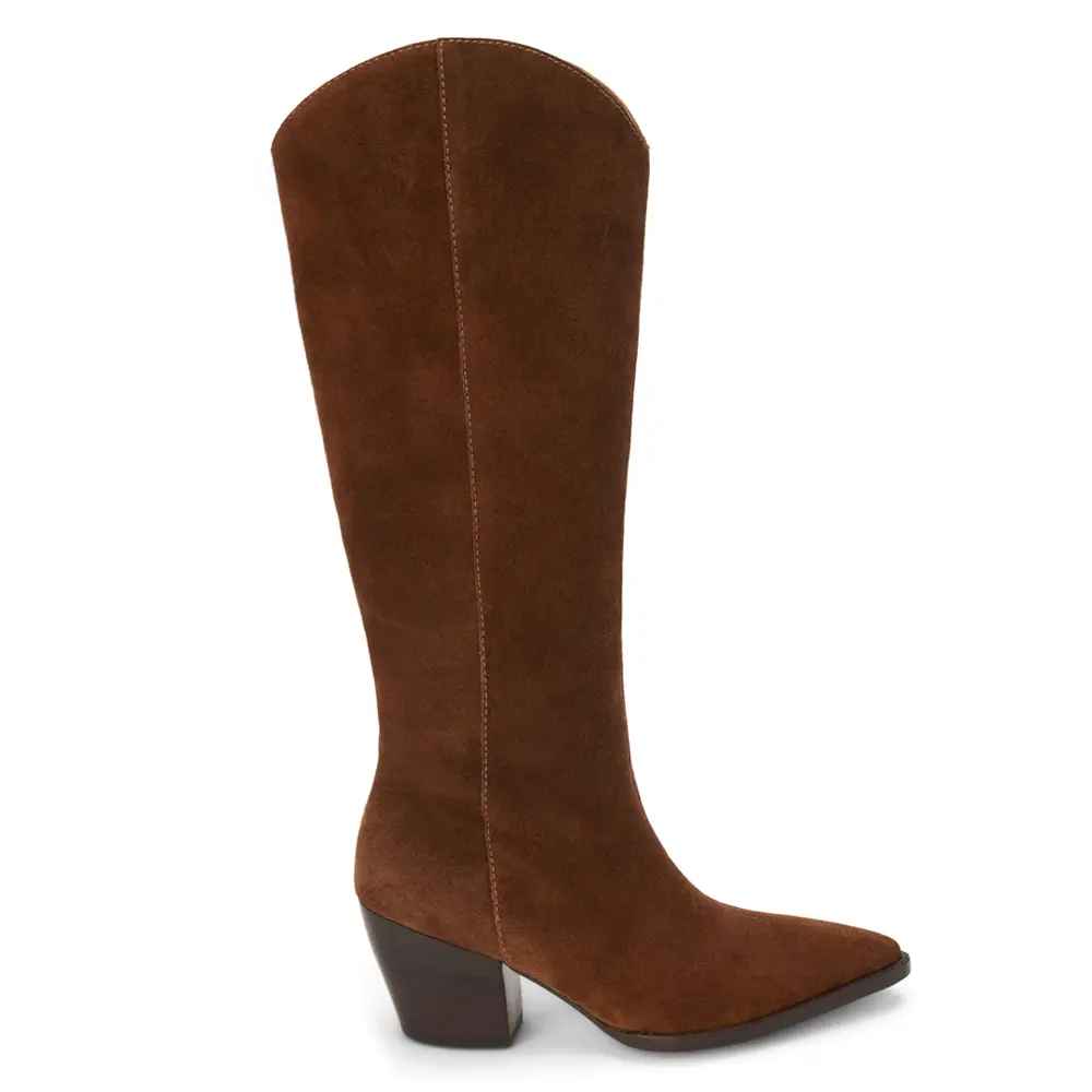 Matisse Womens Bellamy Pointed Toe Zippered Casual Boots Knee High Mid Heel 2-3" - Brown