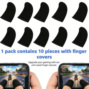 10 Pcs Gaming Finger Gloves, High Sensitivity Sweat-Proof Touchscreen Thumb Gloves, 24 Pin Super Conductive Fiber, Esports Game Accessories, Game Peripherals