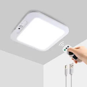 Magnetic Ceiling Light, Modern LED Square Ultra-Thin Remote-Controlled Dimmable Wall Light, Magnetic Mount with No Wiring Required, Timer Function, Ideal for Bedrooms, Hallways, and Minimalist Home Interior Lighting
