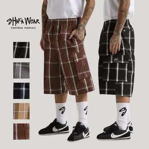 SHAKAWEAR Plaid Shorts SHAKA WEAR  Plaid Shorts Casual Cargo Shorts Stretch Shorts 6 Pockets Drawstrings
