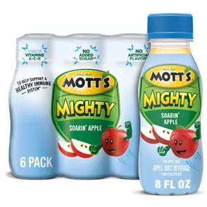 Mott's Mighty Soarin' Apple Juice, 8 fl oz, 6 Count Bottles