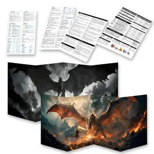Foldable DnD Master Screen with Four 5E Inserts -  DM Screen Perfect for RPG, Pathfinder, Dungeons & Dragons Accessories, Christmas Gifts for adults