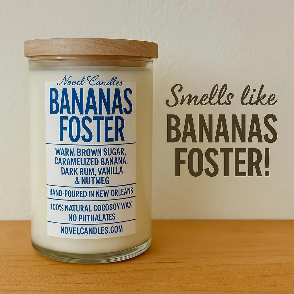 Bananas Foster Candle: New Orleans Dessert Scent, Vegan CocoSoy Wax