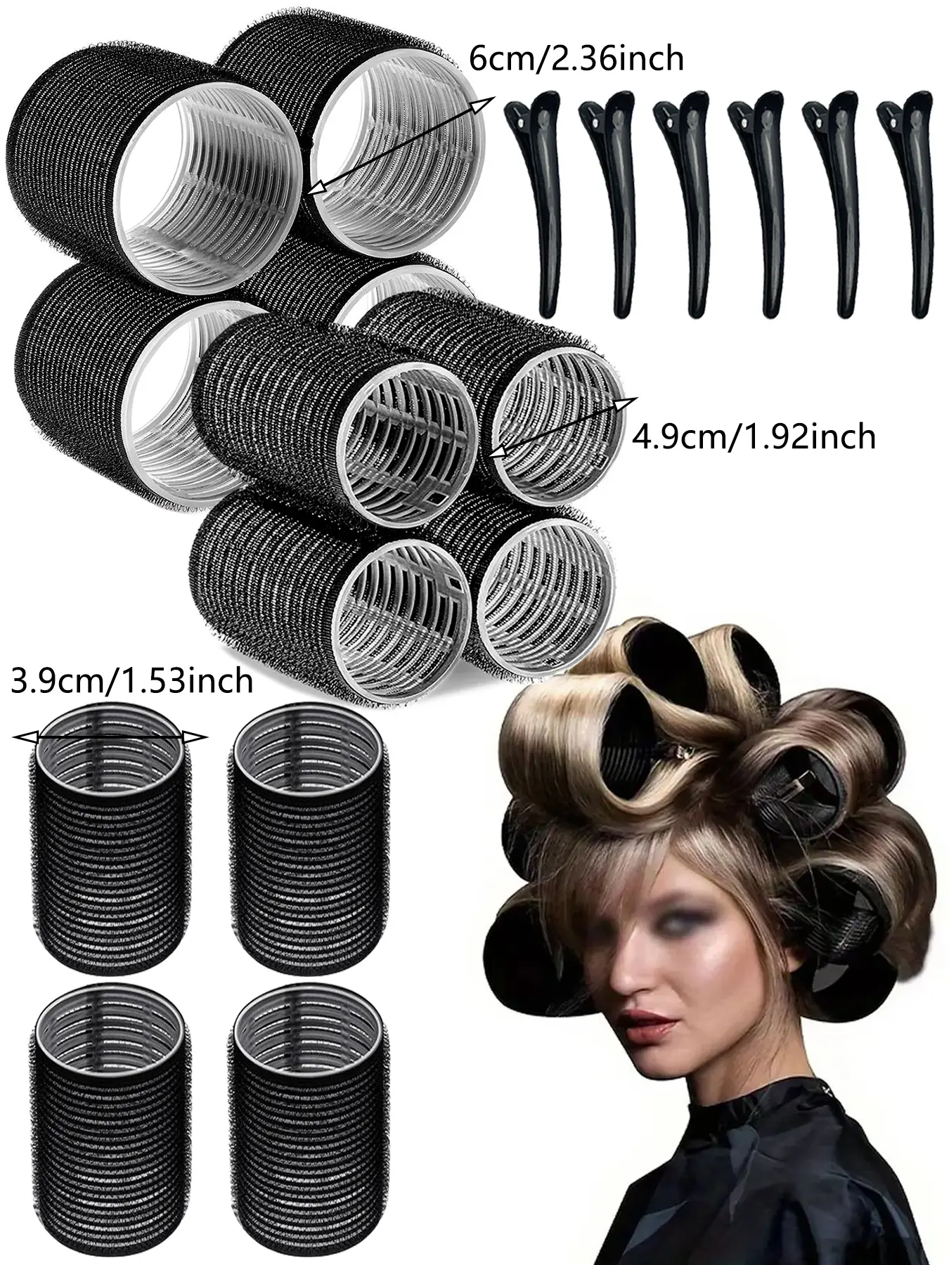 10 Curling Tools, Hair Curling Rods, Heatless Curling Rod, Large/Medium/Small Curlers with Clips, Self Gripping Curler, Suitable for Long/Medium/Short Hair, Diy Curler 2.36/1.92/1.53 inches, Holiday Gifts, Curling Hair Rollers, Curl Styling