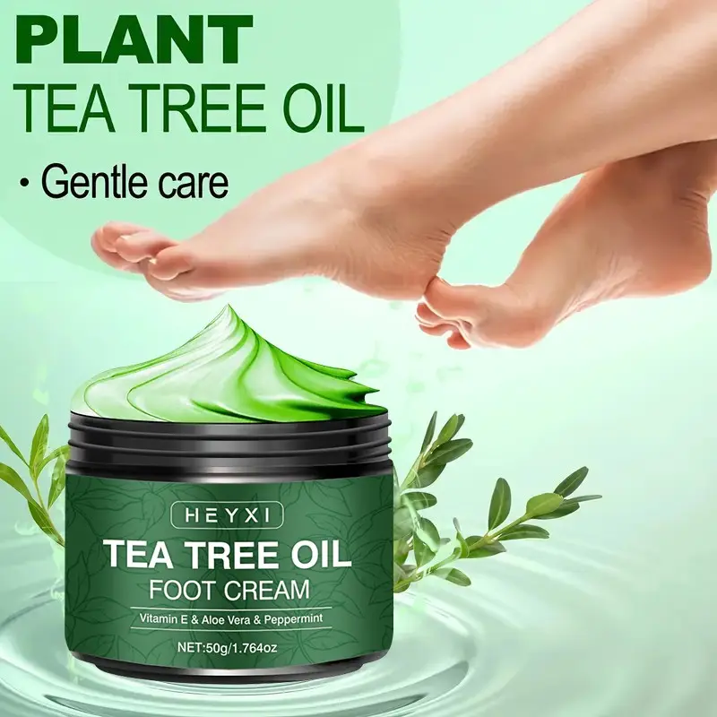 Multi-Extract Foot Cream with Tea Tree Oil, Vitamin E, Aloe Vera & Mint, Deep Moisturizing for Dry Rough Skin, Long-Lasting Fresh Scent, Gentle, Moisturizing Foot Care