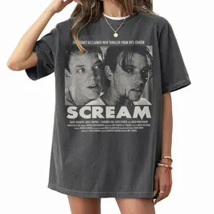 Vintage Scream Billy & Stu Graphic Tee, Retro 90s Horror Movie Oversized T-Shirt, Halloween Scream Movie Shirt