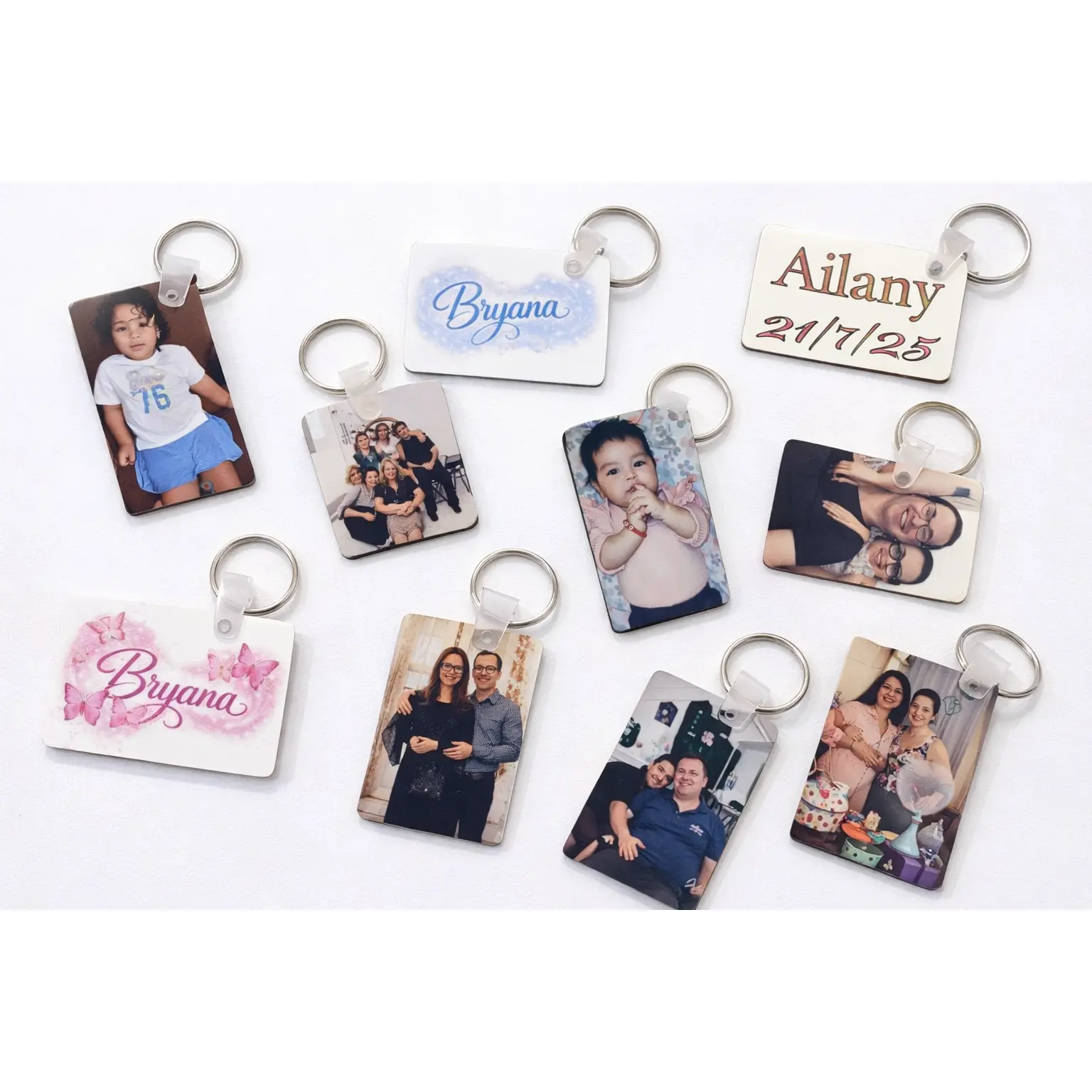 Unisex Sublimated Custom Rectangular Photo Print Keychains, Fashion Costume Jewelry Accessories, Gift Ideas