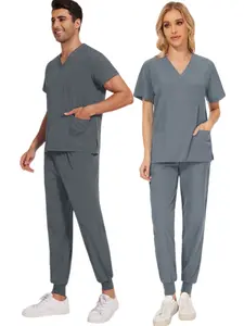 Two Piece Beauty Hospital Workwear Set Suitable for Both Men and Women Short Sleeved Pocket Style Elastic Women's Pants Uniform Suitable for Casual Wear All Year Round