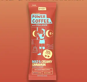 Projo* Instant Power Coffee with Collagen 12 Pack Bold Creamy Cinnamon Flavor 100% Organic Arabica Coffee 12 Servings US Made Protein Rich Nutritious Drink Beverage