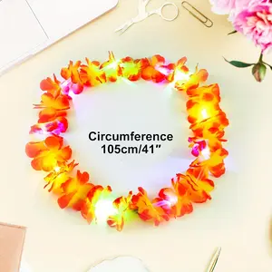 Glowing Hawaiian Wreath! 26 piece set of LED party wreaths, Hawaiian style party supplies, tropical carnival beach wedding ball dress up set, decorations Flower Design Ornaments