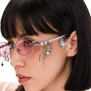 2026 new personalized sweet and cool glasses frame spicy girl cherry blossom same style star diamond small frame oval collection card Japanese