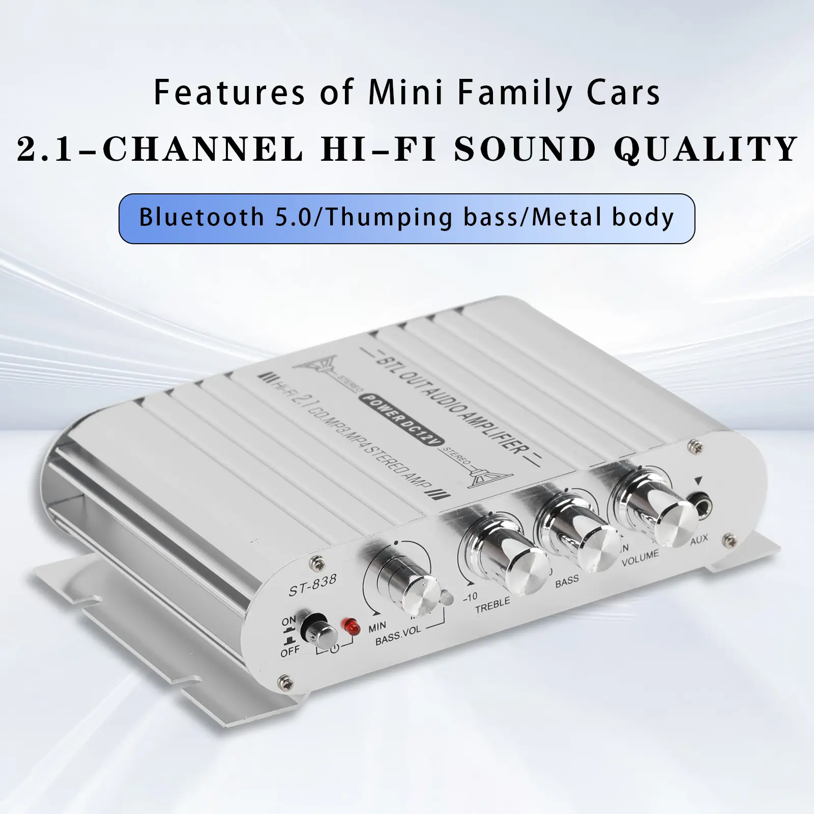 2.1 Bluetooth Stereo Hifi Car Home Car Audio Car Amplifier AMP Sound Speaker EDR