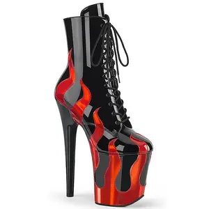 Pleaser Flamingo-1020FLM Ankle Boots with Flame Detail