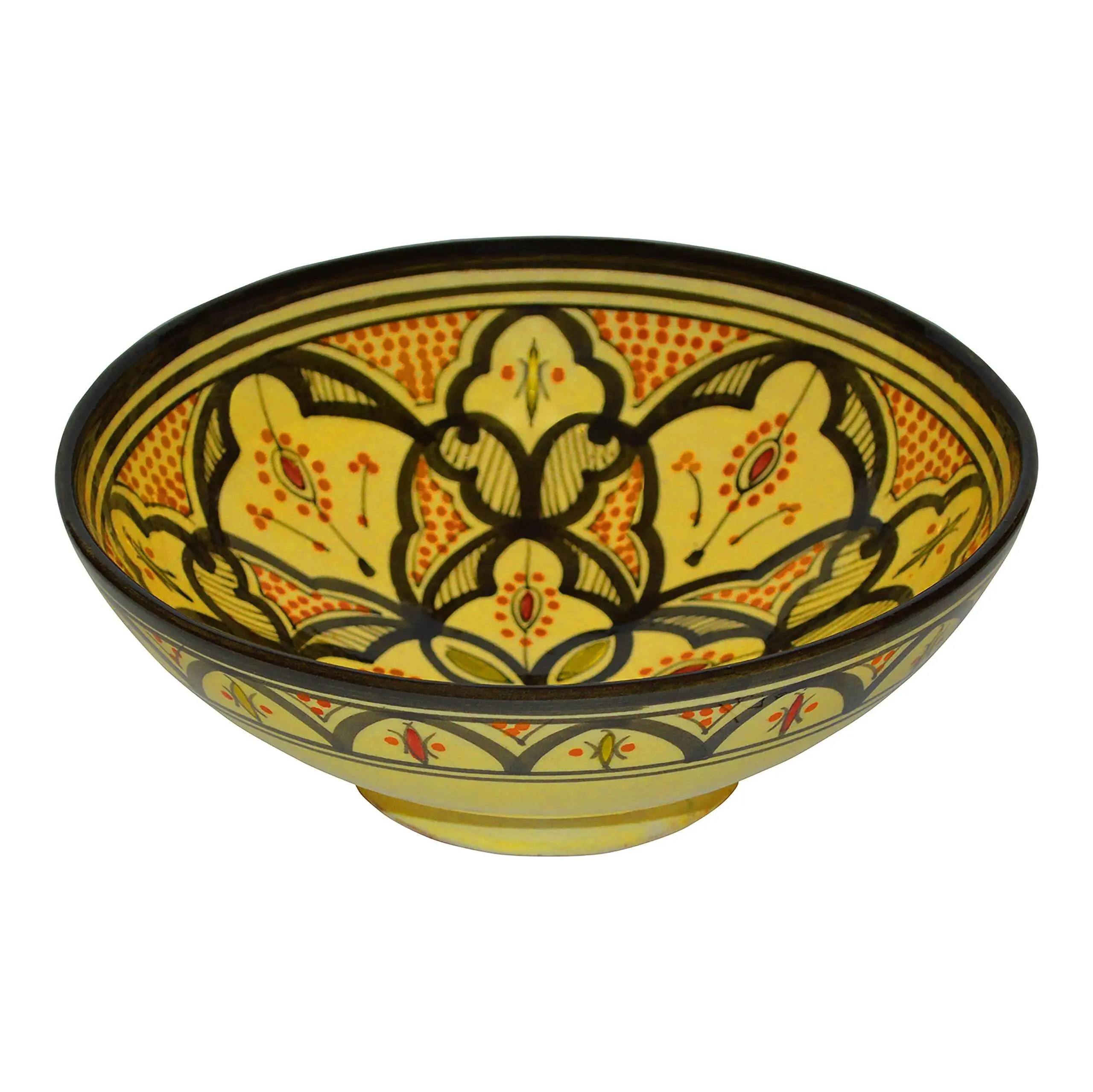 Treasures Of Morocco Ceramic Bowls Moroccan Handmade Serving Bowl Large 12 Inches Across Multicolored Yellow