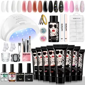Beginner Poly Gel Nail Kit: 15/8 Colors & UV Lamp | Complete DIY Nail Art Set for Home Use | Perfect for Women & Girls