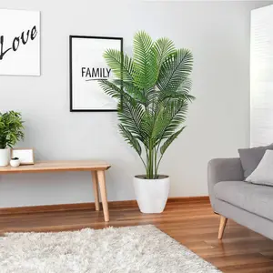 5.5ft Potted Artificial Areca Palm, Tropical Faux Palm Plant, Realistic Fake Tree for Indoor Outdoor Home Living Room Decoration